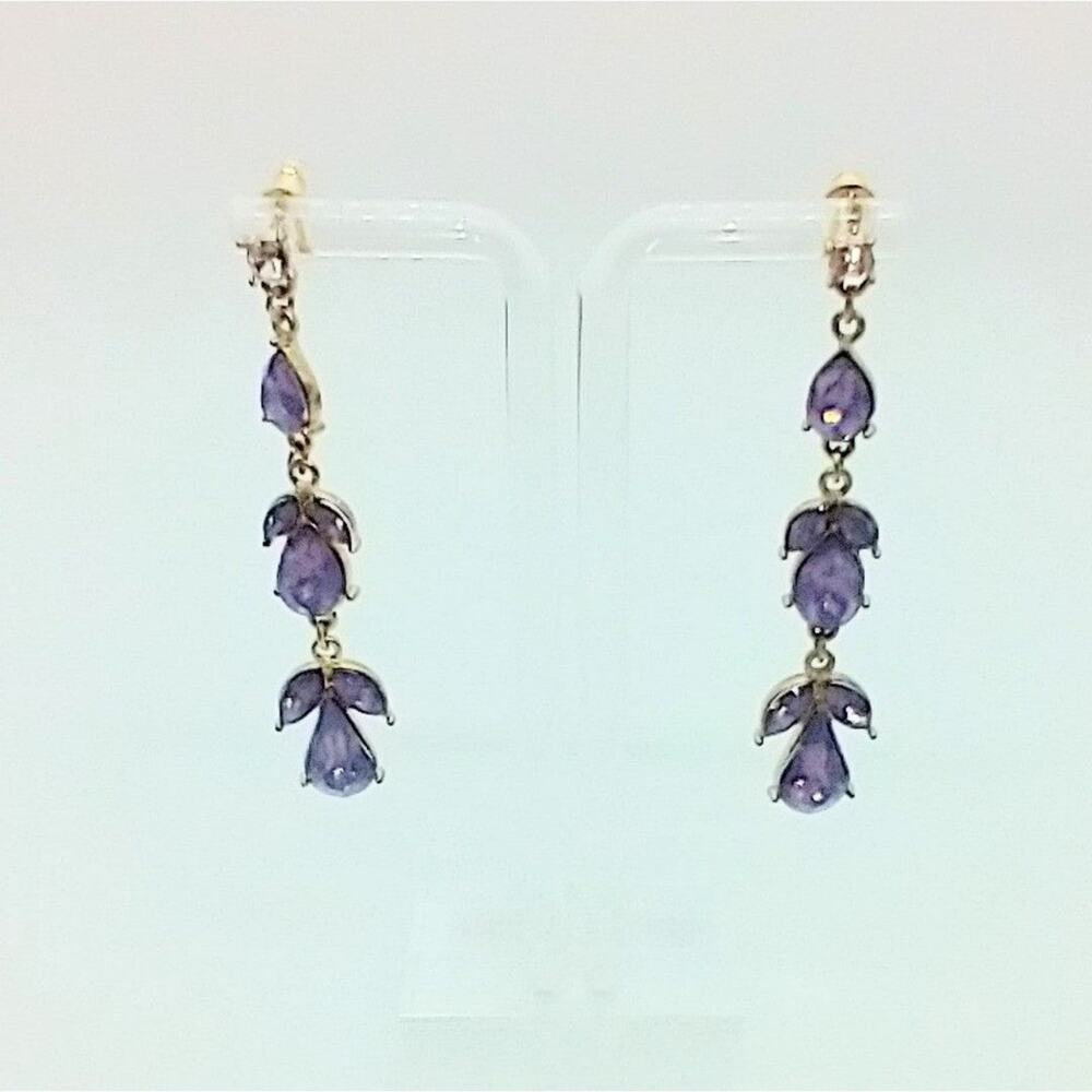 Lavender rhinestone long dangle post earrings NWOT